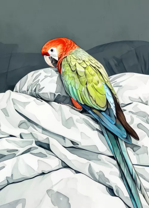 Jaszke, Justyna: Animal Watercolor Art Bird Sleeping Parrot