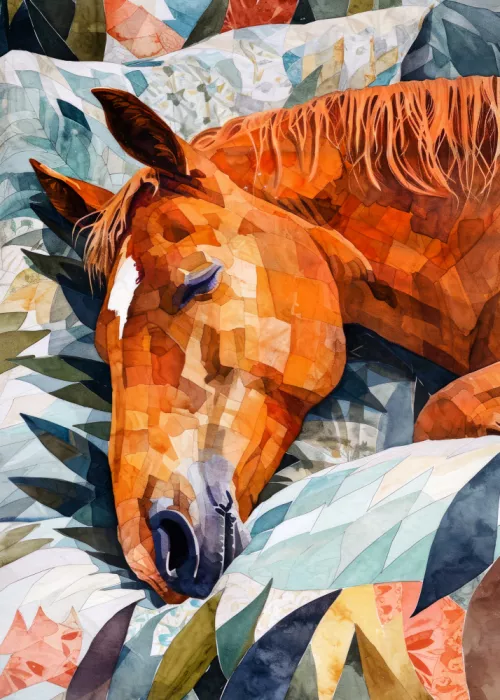 Jaszke, Justyna: Animal Watercolor Art Horse Sleeping