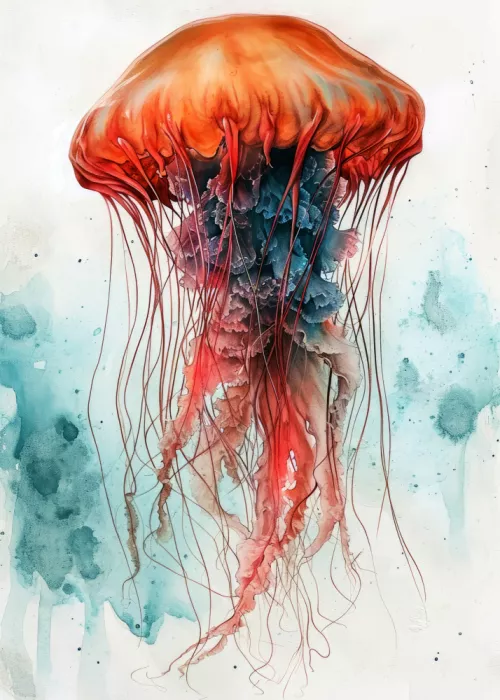 Jaszke, Justyna: Animal Watercolor Art Medusa Sea Life