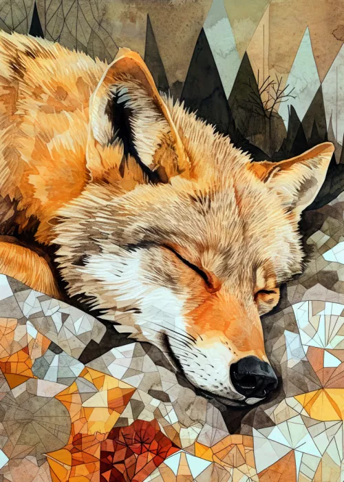 Jaszke, Justyna: Acuarela animal Lobo durmiente