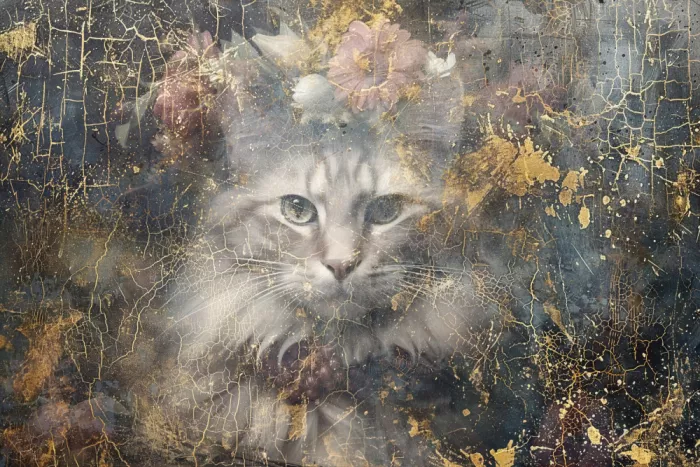 Kulik, Rafal: Katze Tier Vintage Art Illustration Wandkunst 08