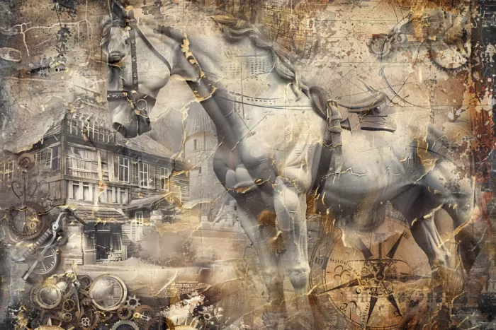 Kulik, Rafal: Pferd Tier Vintage Art Illustration Wandkunst 19
