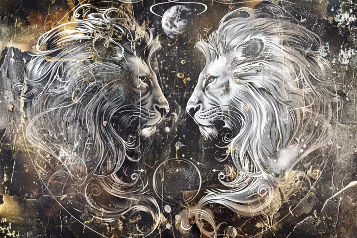 Kulik, Rafal: Leone Animale Arte Vintage Illustrazione Murale 02