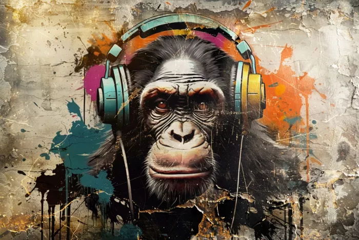 Kulik, Rafal: Affe Tier Vintage Art Illustration Wandkunst 03