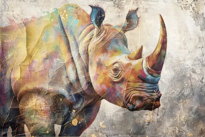 Kulik, Rafal: Rinoceronte Animale Illustrazione Vintage Art Opera Murale 02
