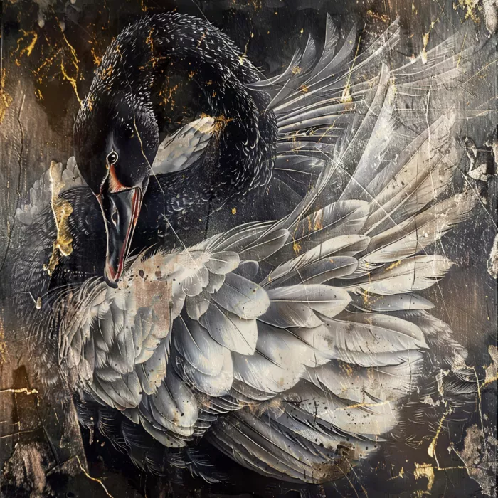 Kulik, Rafal: Cygne Noir Animal Art Vintage Illustration Décoration Murale 1