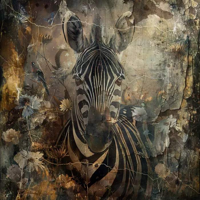 Kulik, Rafal: Zebra Vintage Art Illustration Wandkunst 02