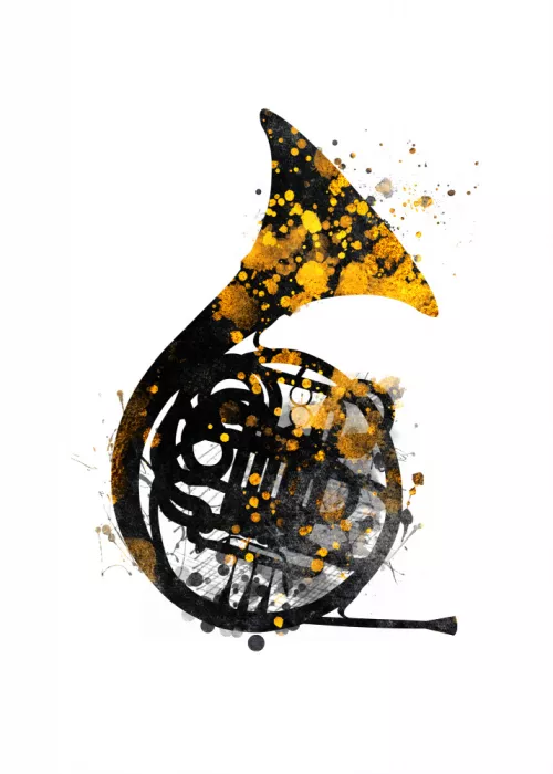 Jaszke, Justyna: Black and Gold Music Art French Horn