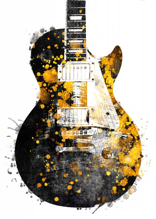 Jaszke, Justyna: Black and Gold Music Art Guitar Accoustic