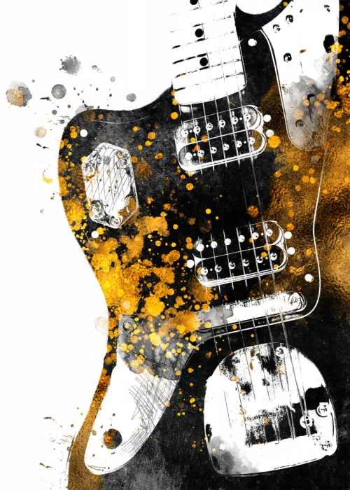 Jaszke, Justyna: Black and Gold Music Art Guitar Bass