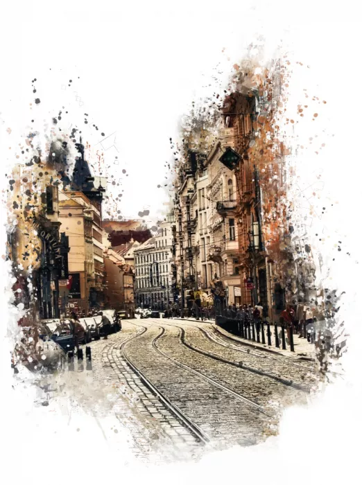 Jaszke, Justyna: Prague Czechia Watercolor Painting City Art (5)
