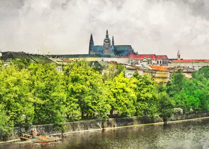 Jaszke, Justyna: Prague Czechia Watercolor Painting City Art (8)