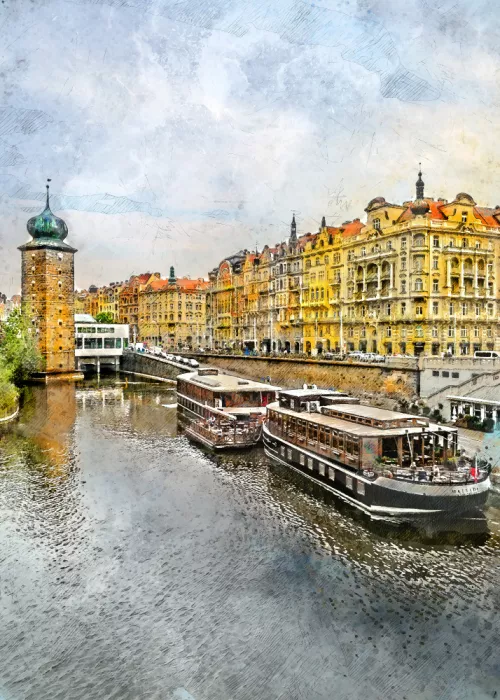 Jaszke, Justyna: Prague Czechia Watercolor Painting City Art (11)