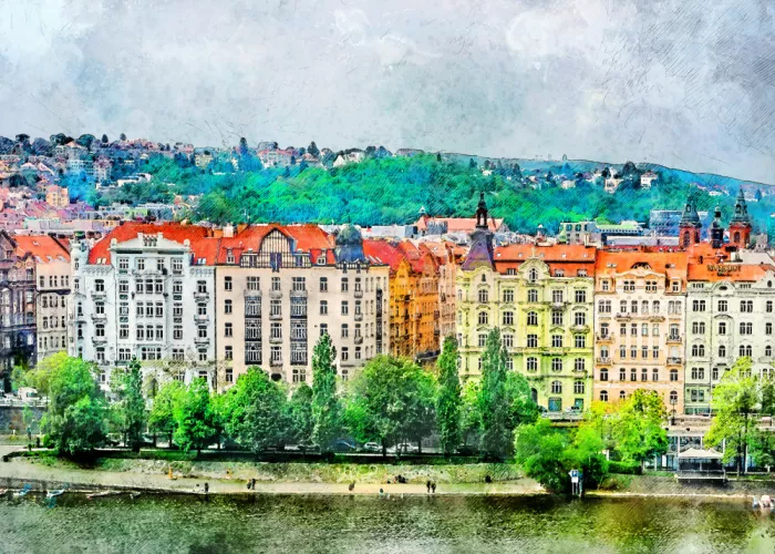 Jaszke, Justyna: Prague Czechia Watercolor Painting City Art (15)