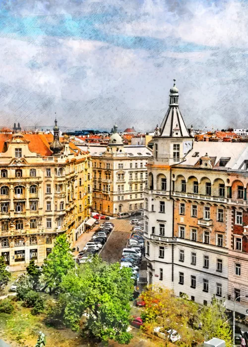 Jaszke, Justyna: Prague Czechia Watercolor Painting City Art (16)