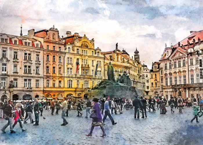 Jaszke, Justyna: Praga República Checa Pintura Acuarela Arte Urbano (26)