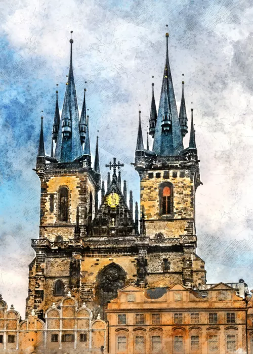 Jaszke, Justyna: Praga República Checa Pintura en Acuarela Arte Urbano (27)