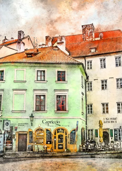 Jaszke, Justyna: Prague Czechia Watercolor Painting City Art (30)