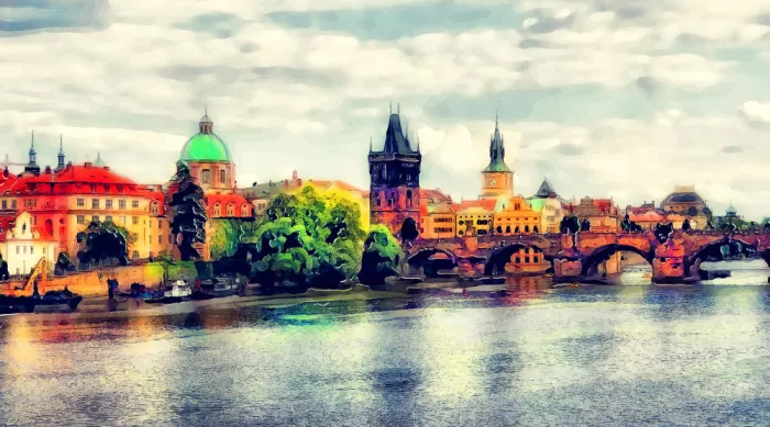Jaszke, Justyna: Prague Czechia Watercolor Painting City Art (42)