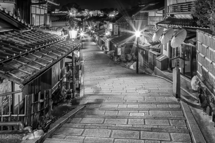 Viola, Melanie: Ninen-zaka nello storico Kyoto al tramonto - monocromatico