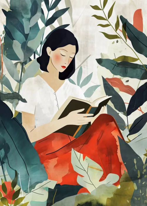 Jaszke, Justyna: Relaxing With Book Watercolor Digital Painting (2)