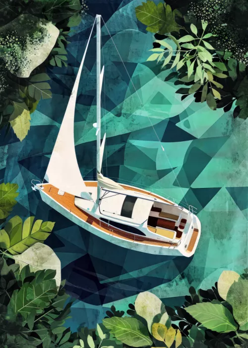 Jaszke, Justyna: Vacaciones Navegación en Yate Acuarela Pintura Digital (2)