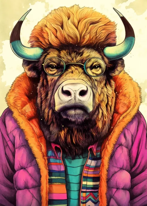 Jaszke, Justyna: Buffalo Watercolor Animal Art (2)