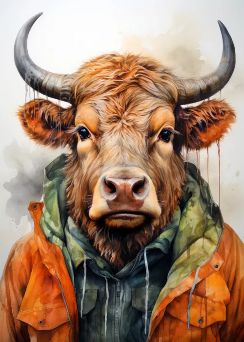 Jaszke, Justyna: Buffalo Watercolor Animal Art (3)
