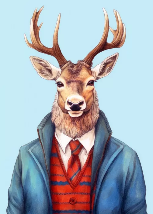 Jaszke, Justyna: Caribou Watercolor Animal Art