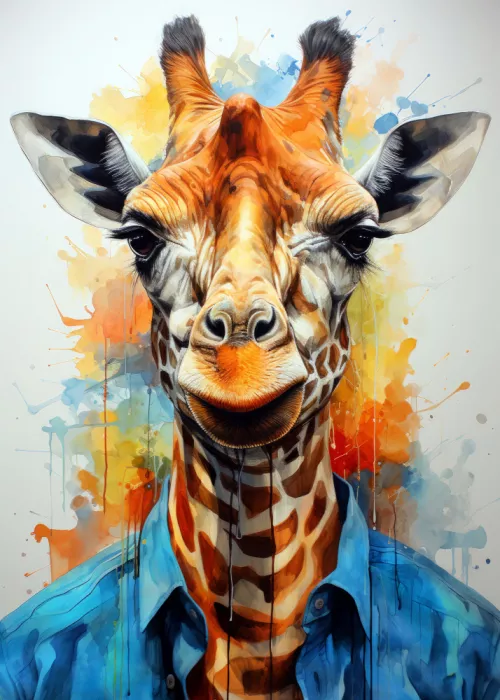 Jaszke, Justyna: Jirafa Acuarela Arte Animal (1)