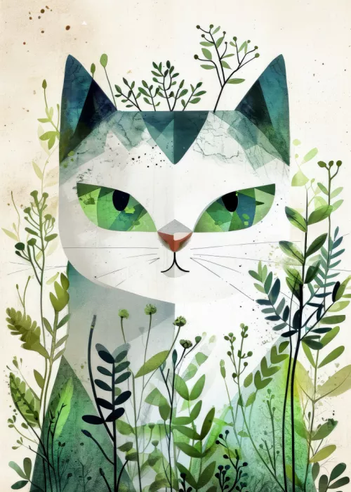 Jaszke, Justyna: Gato Acuarela Animal Art (2)