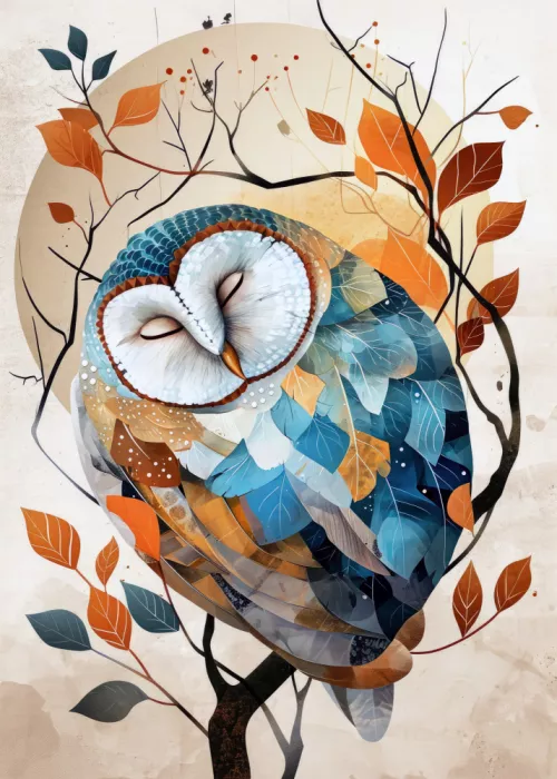 Jaszke, Justyna: Owl Watercolor Animal Art