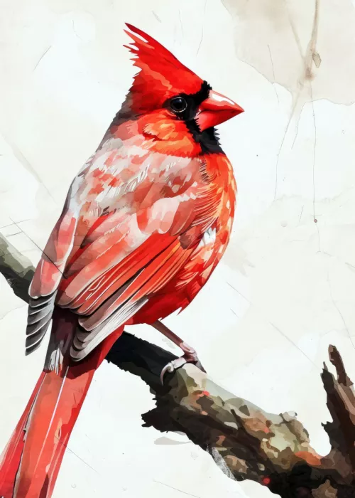 Jaszke, Justyna: Cardenal Rojo Acuarela Arte Animal (1)