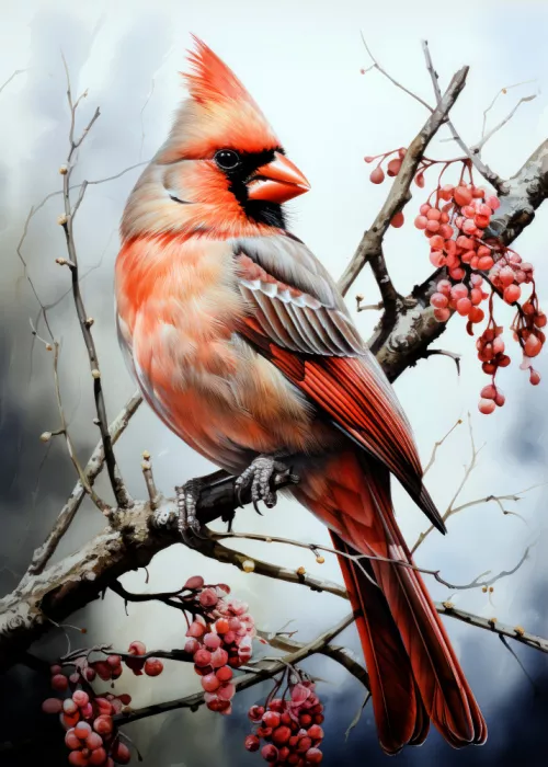 Jaszke, Justyna: Cardenal Rojo Acuarela Arte Animal (3)