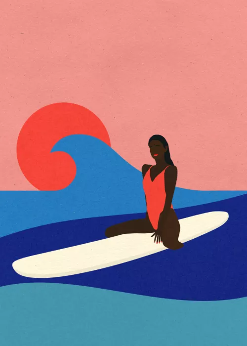 Feist, Rosi: Fille sur une planche de surf