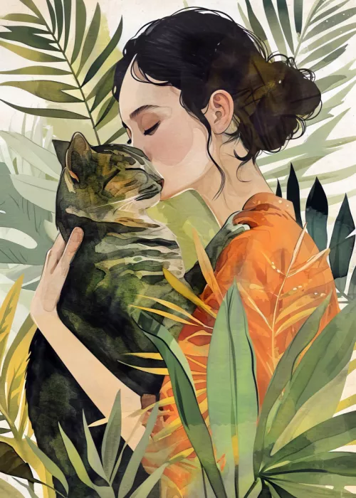 Jaszke, Justyna: Love You Kitty 5 watercolor animal art