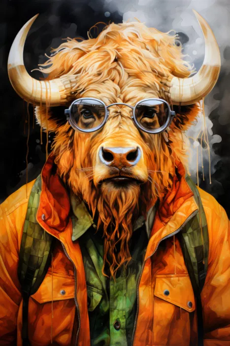 Jaszke, Justyna: Buffalo Watercolor Animal Art
