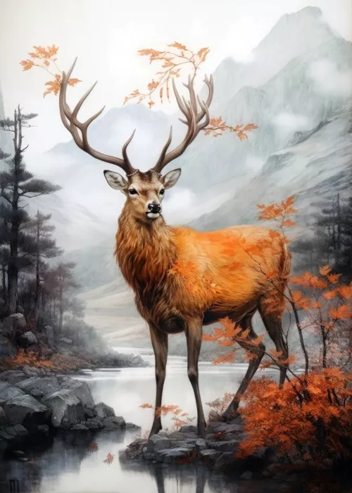 Jaszke, Justyna: Deer Watercolor Animal Art