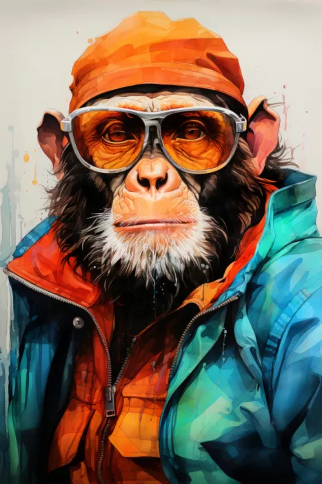 Jaszke, Justyna: Gorilla Watercolor Animal Art