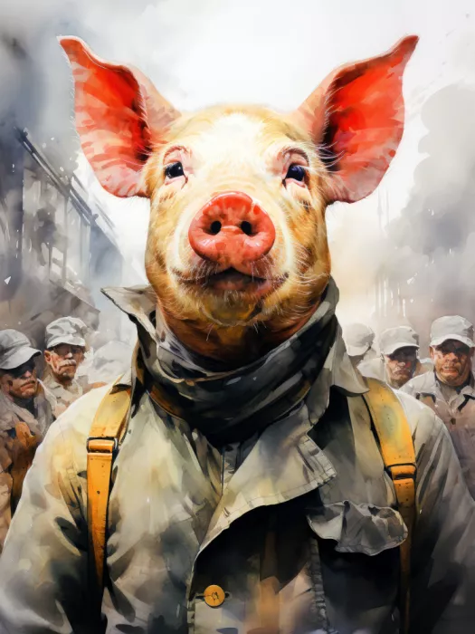 Jaszke, Justyna: Schwein 1984 Aquarell Tierkunst