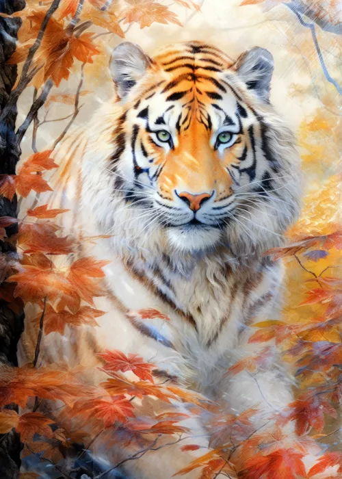 Jaszke, Justyna: White Tiger Watercolor Animal Art