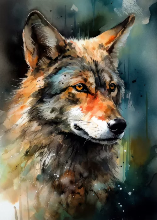 Jaszke, Justyna: Wolf Watercolor Animal Art