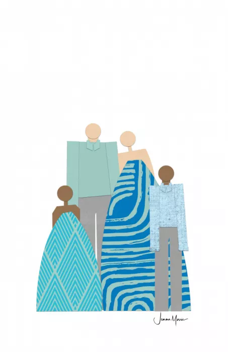 Morris, Jemma: Multiracial Family in Blue & green