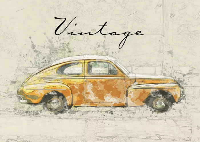 studio, senja Lembayung: Auto Vintage Gialla