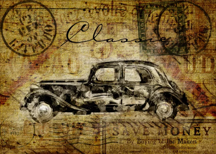 studio, senja Lembayung: Cartolina con auto d