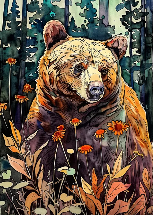 Jaszke, Justyna: Animal Bear Watercolor Animal Art 4