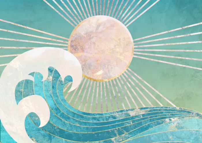 Manovski, Sarah: Landscape Sun waves turquoise