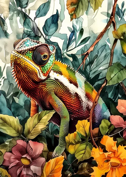 Jaszke, Justyna: Chamäleon Aquarell Tierkunst 4