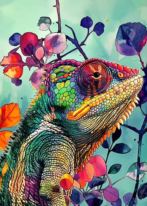 Jaszke, Justyna: Chameleon watercolor animal art 5
