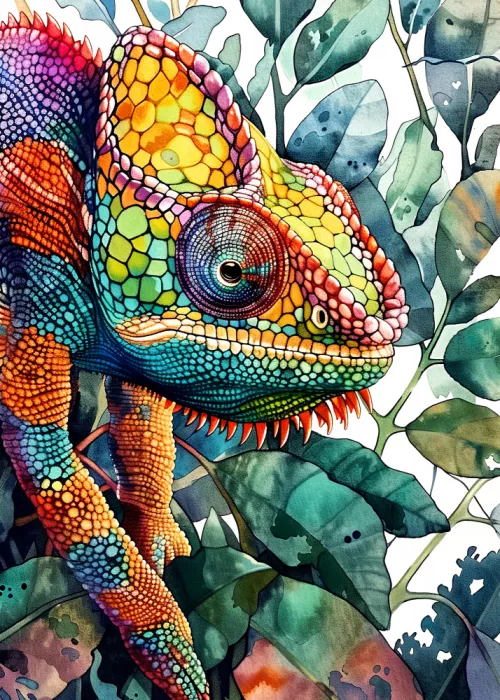 Jaszke, Justyna: Chameleon watercolor animal art 6